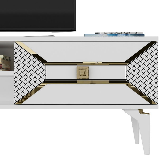 Hanah Home Soporte para TV Yumedi Blanco y Dorado Hanah Home Soporte para TV Yumedi Blanco y Dorado